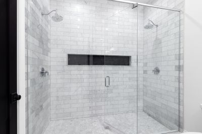 Contemporary Shower with Tile Accents